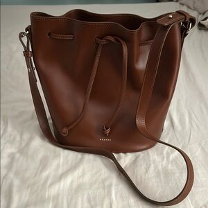 Sezane Farrow Brown Leather Bucket Bag